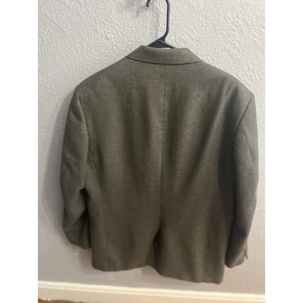 Lands End Sport Coat Mens 44L Green 3‎ Button 100% Lambs Wool